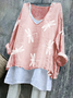 Damen Tier Langarm T-Shirts T-Shirt V-Ausschnitt Retro Frühling/Herbst Oberteile