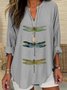 Damen Tier Halbarm Bluse Sommer Schalkragen Täglich Lässig Oberteile