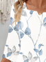 Damen Geblümt Dreiviertelärmel Bluse Frühling/Herbst Print Gekerbt Täglich Lässig Oberteile