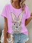 Damen OSTERN (Kaninchen) Kurzarm T-Shirts T-Shirt Rundhals Lässig Sommer Oberteile