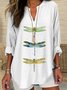 Damen Tier Halbarm Bluse Sommer Schalkragen Täglich Lässig Oberteile