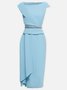 Damen Elegante Unifarben Strasssteine Kleider Urban X-Linie Midikleid