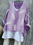 Damen Tier Langarm T-Shirts T-Shirt V-Ausschnitt Retro Frühling/Herbst Oberteile