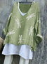 Damen Tier Langarm T-Shirts T-Shirt V-Ausschnitt Retro Frühling/Herbst Oberteile