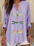Damen Tier Halbarm Bluse Sommer Schalkragen Täglich Lässig Oberteile