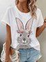 Damen OSTERN (Kaninchen) Kurzarm T-Shirts T-Shirt Rundhals Lässig Sommer Oberteile
