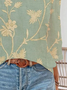 Damen Geblümt Dreiviertelärmel Bluse Frühling/Herbst Print Gekerbt Täglich Lässig Oberteile