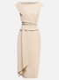 Damen Elegante Unifarben Strasssteine Kleider Urban X-Linie Midikleid
