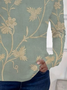 Damen Geblümt Langarm T-Shirts T-Shirt Rundhals Print Lässig Frühling/Herbst T-Shirt mit Grafik Oberteile