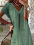 Damen Geblümt Kurzarm Sommer Print Kleid V-Ausschnitt Täglich Lässig Maxikleid T-Shirt-Kleid X-Linie Kleid