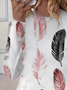 Damen Feder Langarm T-Shirts T-Shirt Rundhals Print Lässig Frühling/Herbst T-Shirt mit Grafik Oberteile
