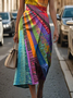 Damen Hippie Ärmellos Sommer Print Kleid Rundhals Täglich Retro Maxikleid Etuikleid H-Linie Kleid