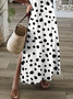 Damen Polka Dots Kurzarm Sommer Print Kleid V-Ausschnitt Täglich Lässig Maxikleid T-Shirt-Kleid X-Linie Kleid