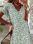 Damen Geblümt Kurzarm Sommer Print Kleid V-Ausschnitt Täglich Lässig Maxikleid T-Shirt-Kleid X-Linie Kleid
