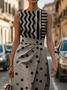 Damen Geometrisch Ärmellos Sommer Print Kleid Rundhals Täglich Retro Maxikleid Etuikleid H-Linie Kleid