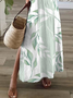 Damen Geblümt Kurzarm Sommer Print Kleid V-Ausschnitt Täglich Lässig Maxikleid T-Shirt-Kleid X-Linie Kleid