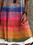 Damen Ethnisch Ärmellos Sommer Kleid Rundhals Täglich Lässig Midi A-Linien-Kleid