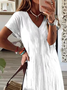 Damen Geblümt Kurzarm Sommer Print Kleid V-Ausschnitt Täglich Lässig Maxikleid T-Shirt-Kleid X-Linie Kleid