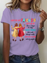 Damen Textbriefe Kurzarm T-Shirts T-Shirt Rundhals Lässig Sommer Oberteile