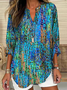Damen Geometrisch Halbarm Bluse Sommer Schalkragen Täglich Lässig Oberteile