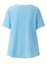 Damen Libelle Halbarm Bluse Sommer Rundhals Täglich Lässig Oberteile