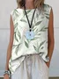 Damen Ärmellos Tanktop Oberteile Leibchen Sommer Geblümt Print Rundhals Täglich Lässig Oberteile
