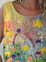 Damen Ärmellos Tanktop Oberteile Leibchen Sommer Geblümt Print Rundhals Täglich Lässig Oberteile