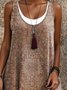 Damen Ethnisch Ärmellos Sommer Kleid Rundhals Täglich Lässig Midi A-Linien-Kleid