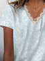 Damen Geblümt Kurzarm T-Shirts T-Shirt V-Ausschnitt Print Lässig Sommer T-Shirt mit Grafik Oberteile