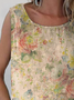 Damen Ärmellos Tanktop Oberteile Leibchen Sommer Geblümt Print Rundhals Täglich Lässig Oberteile
