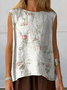 Damen Ärmellos Tanktop Oberteile Leibchen Sommer Geblümt Print Rundhals Täglich Lässig Oberteile