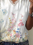 Damen Geblümt Kurzarm T-Shirts T-Shirt V-Ausschnitt Print Lässig Sommer T-Shirt mit Grafik Oberteile