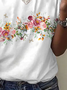 Damen Geblümt Kurzarm T-Shirts T-Shirt V-Ausschnitt Print Lässig Sommer T-Shirt mit Grafik Oberteile