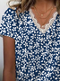 Damen Geblümt Kurzarm T-Shirts T-Shirt V-Ausschnitt Print Lässig Sommer T-Shirt mit Grafik Oberteile