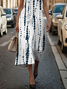 Damen Gestreift Ärmellos Sommer Print Kleid Rundhals Täglich Retro Maxikleid Etuikleid H-Linie Kleid