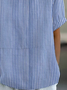 Damen Gestreift Kurzarm Bluse Sommer Print Schalkragen Täglich Lässig Oberteile