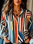 Damen Geometrisch Langarm Bluse Frühling/Herbst Hemdkragen Täglich Lässig Oberteile