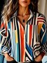 Damen Geometrisch Langarm Bluse Frühling/Herbst Hemdkragen Täglich Lässig Oberteile