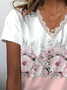Damen Geblümt Kurzarm T-Shirts T-Shirt V-Ausschnitt Print Lässig Sommer T-Shirt mit Grafik Oberteile
