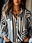 Damen Geometrisch Langarm Bluse Frühling/Herbst Hemdkragen Täglich Lässig Oberteile