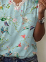 Damen Geblümt Kurzarm T-Shirts T-Shirt V-Ausschnitt Print Lässig Sommer T-Shirt mit Grafik Oberteile
