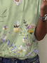 Damen Geblümt Kurzarm T-Shirts T-Shirt V-Ausschnitt Print Lässig Sommer T-Shirt mit Grafik Oberteile