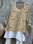 Damen Tier Langarm T-Shirts T-Shirt V-Ausschnitt Retro Frühling/Herbst Oberteile
