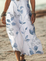 Damen Geblümt Kurzarm Sommer Print Kleid V-Ausschnitt Täglich Lässig Maxikleid X-Linie Kleid