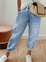 Damen Grafik mit Denim-Imitat-Print Knöchelhose Hose Retro Frühling/Herbst Hose