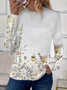 Damen Langarm T-Shirts T-Shirt Frühling/Herbst Geblümt Print Rundhals Lässig T-Shirt mit Grafik Oberteile