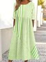 Damen Gestreift Halbarm Sommer Kleid Rundhals Täglich Lässig Maxikleid Blusenkleid A-Linien-Kleid