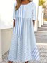 Damen Gestreift Halbarm Sommer Kleid Rundhals Täglich Lässig Maxikleid Blusenkleid A-Linien-Kleid