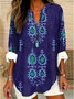 Damen Ethnisch Geometrie Halbarm Bluse Sommer Schalkragen Täglich Lässig Oberteile