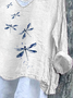 Damen Libelle Langarm Bluse Frühling/Herbst Print V-Ausschnitt Täglich Lässig Oberteile